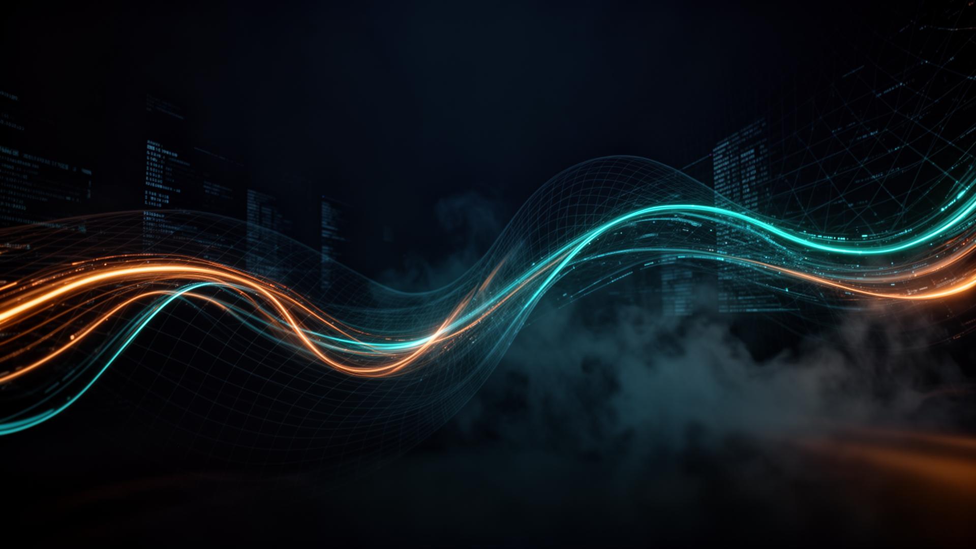 Abstract data streams visualizing modern IT infrastructure